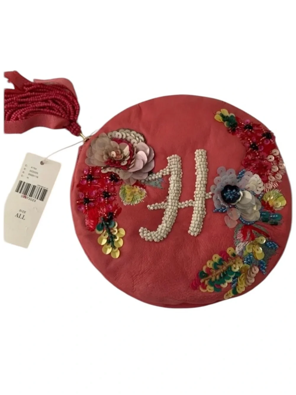 Anthropologie x Anna Harlow Russo monogrammed H beaded pouch NWT - Picture 1 of 6